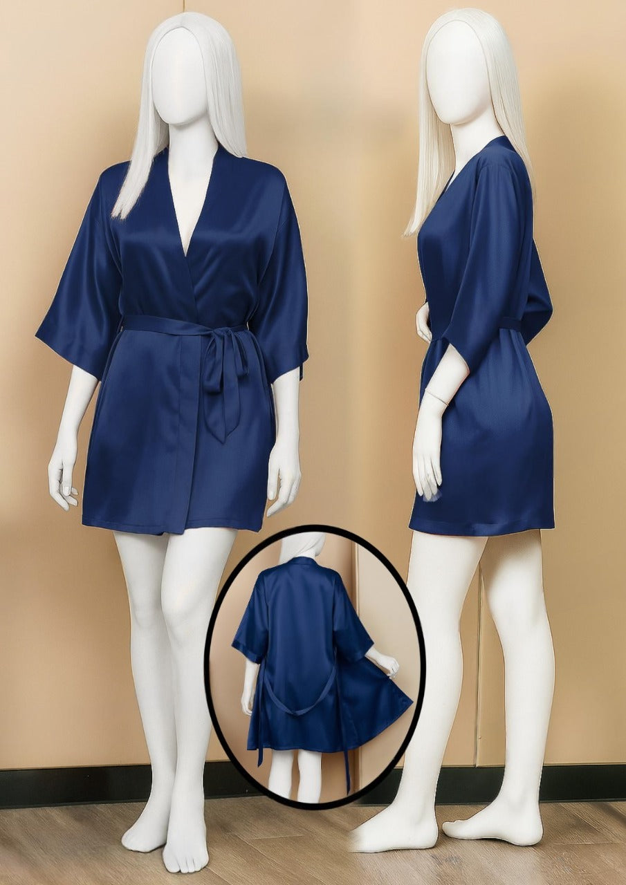 Satin Gown/Robe – Short Length with Waist Tie (DC-1001)