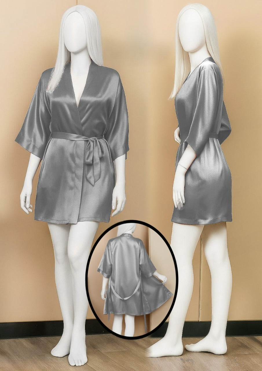 Satin Gown/Robe – Short Length with Waist Tie (DC-1001)