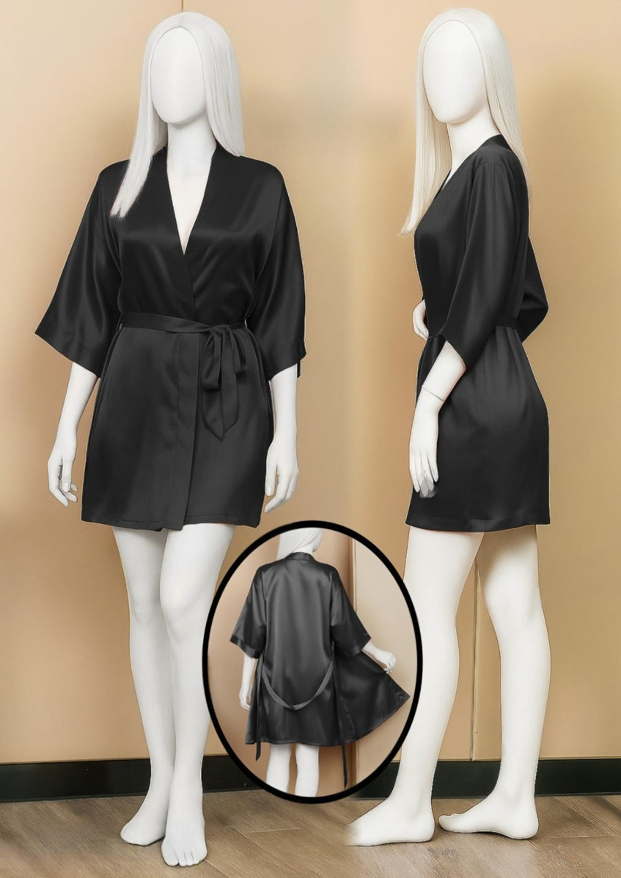 Satin Gown/Robe – Short Length with Waist Tie (DC-1001)