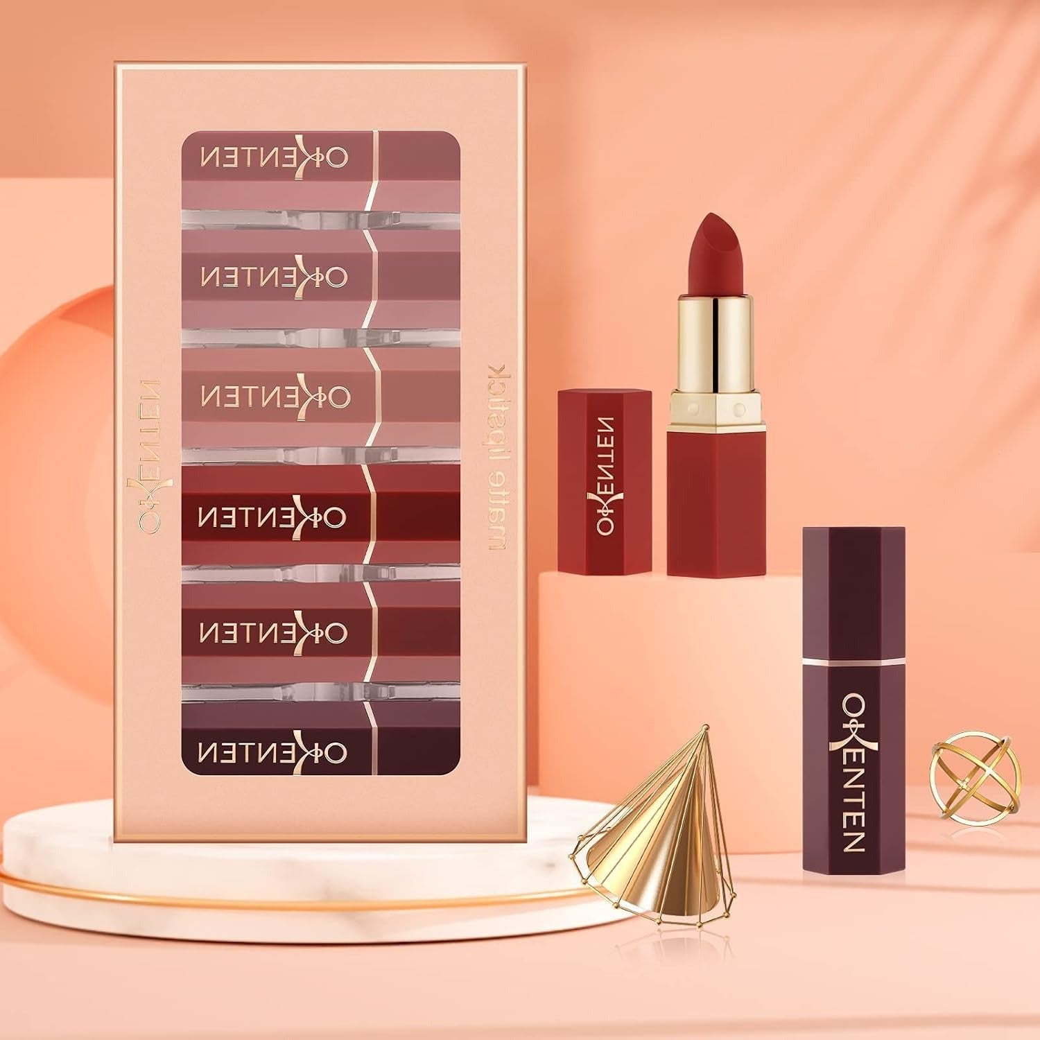 6 Pcs High Pigmented Lipstick Set – Cream Formula, Matte Texture, Shades of Red & Pink, Long Lasting
